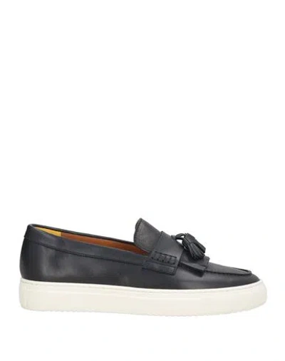 Doucal's Man Loafers Midnight Blue Size 9 Leather In Black
