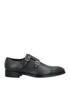 Doucal's Black Leather Monk Strap Shoes In Blue