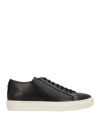 Doucal's Man Sneakers Black Size 9 Calfskin In Animal Print