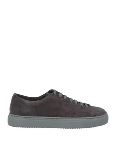 Doucal's Man Sneakers Charcoal Size 9 Leather In Gray