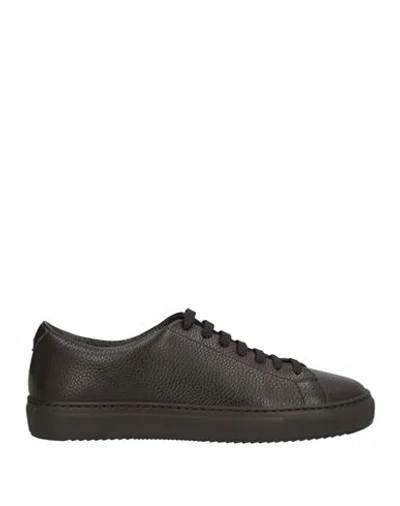 DOUCAL'S DOUCAL'S MAN SNEAKERS DARK BROWN SIZE 9 LEATHER