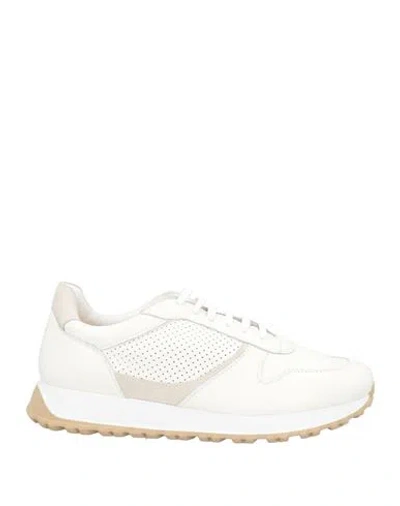 Doucal's Man Sneakers Ivory Size 8 Leather In White