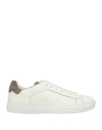 Doucal's Man Sneakers Ivory Size 8 Leather In White
