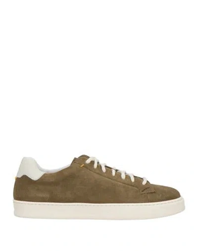 Doucal's Man Sneakers Khaki Size 8 Leather In Neutral