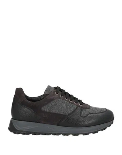 Doucal's Man Sneakers Lead Size 7 Leather, Textile Fibers In Gray