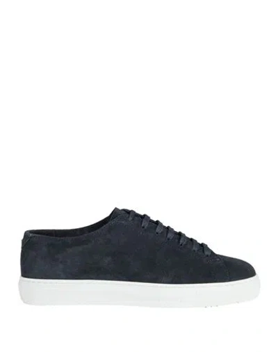 Doucal's Man Sneakers Midnight Blue Size 9 Leather In Black