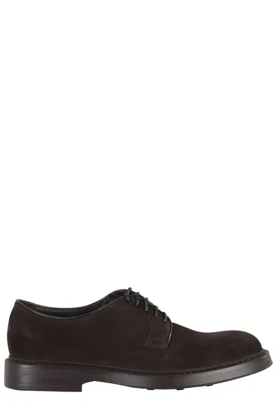 Doucal's Mink Suede Derby Lace-up Shoes In Brown