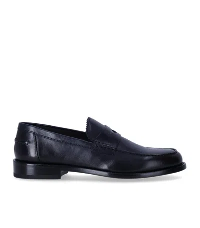 Doucal's Penny Dark Blue Loafer In Black