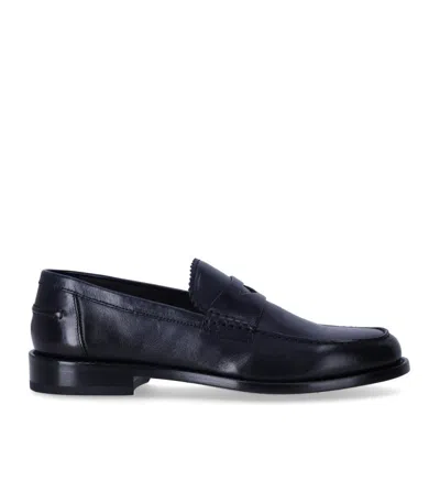Doucal's Penny Dark Blue Loafer In Black