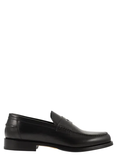 Doucal's Penny Leather Loafer In Black