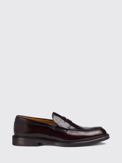 Doucal's Penny Loafers In Brushed Calfskin With Saddle Strap In Black