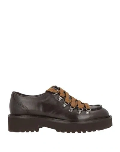 Doucal's Philadelphia Woman Lace-up Shoes Dark Brown Size 8 Leather