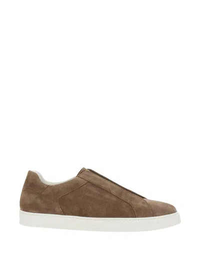 Doucal's Premium Calf Leather Sneakers For Men In Brown