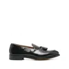 Doucal's Black Slip-on Loafers With Tassel Detail In Smooth Leather Man In Black