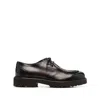 Doucal's Dark Brown Calfskin Derby Shoes With Decorative Seams In Brown