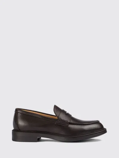 Doucal's Smooth Calfskin Penny Loafers With Rubber Sole In Brown