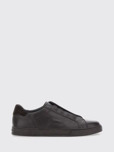 Doucal's Spencer Brown Low Top Sneaker For Men In Leather Slip-on Design