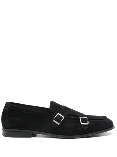 Doucal's Sophisticated Monk Strap Shoes With Moc Stitching In Black