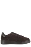 Doucal's Suede Brown Sneakers With Garnet Leather Accents In Brown