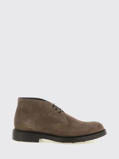 Doucal's Suede Leather Chukka Boots With Rubber Sole In Animal Print
