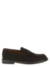 Doucal's Penny Strap Suede Loafers With Embossed Tub Stitching In Brown