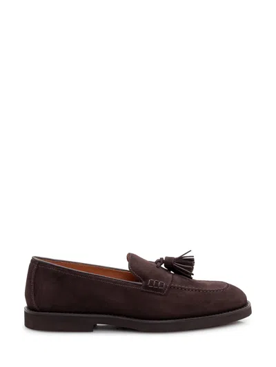 Doucal's Suede Loafers With Nappleated Design In Brown