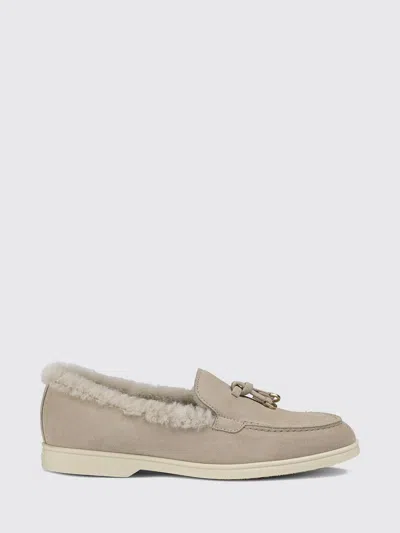 Doucal's Suede Loafers With Shearling Lining In Neutral