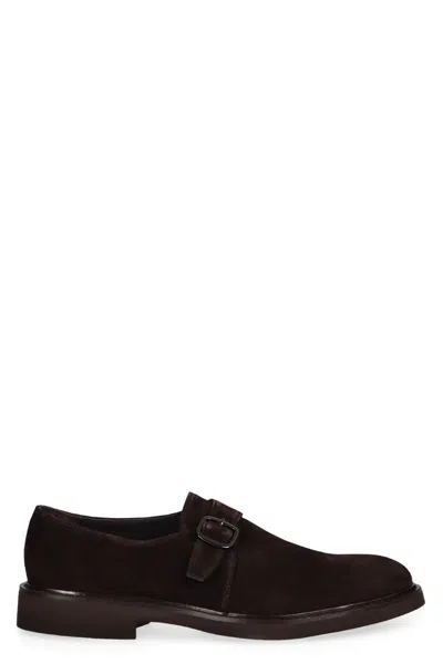 Doucal's Suede Monk-strap Shoes In Brown