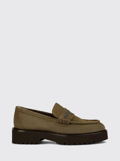 Doucal's Suede Penny Loafers With Lug Sole In Brown