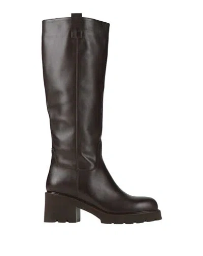 Doucal's Swami Woman Boot Chocolate Brown Size 8.5 Calfskin In Black