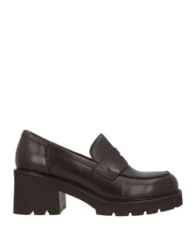 Doucal's Swami Woman Loafers Dark Brown Size 11 Leather In Black