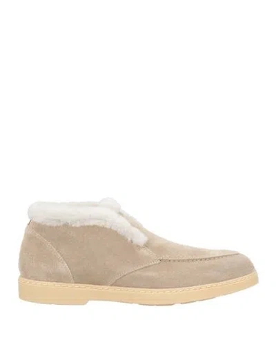Doucal's Woman Ankle Boots Beige Size 8 Leather, Shearling In Multi