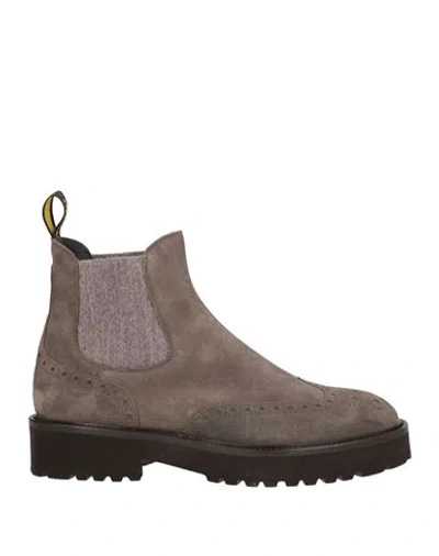 Doucal's Woman Ankle Boots Grey Size 10 Leather, Textile Fibers In Gray