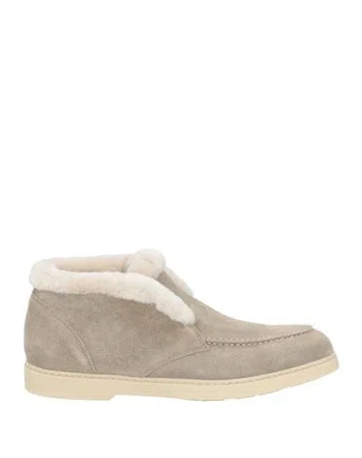 Doucal's Woman Ankle Boots Light Grey Size 5 Leather, Shearling