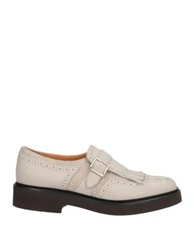 Doucal's Woman Loafers Light Grey Size 8 Leather, Textile Fibers In Gray