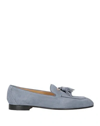 Doucal's Woman Loafers Slate Blue Size 7 Calfskin In Gray