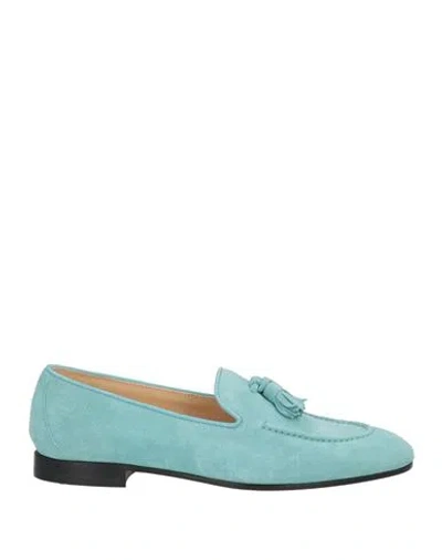 Doucal's Woman Loafers Turquoise Size 9 Leather In Blue