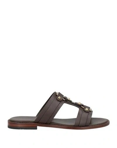 Doucal's Woman Sandals Chocolate Brown Size 7 Calfskin