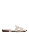 Doucal's Woman Sandals Light Grey Size 7 Leather In Neutral