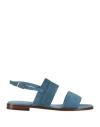 Doucal's Woman Sandals Slate Blue Size 7.5 Leather In Blue