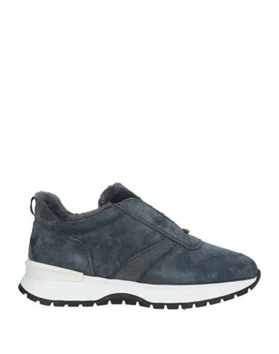 Doucal's Woman Sneakers Charcoal Size 9 Shearling In Multi