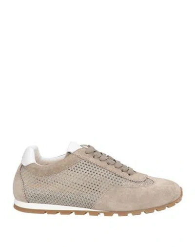 Doucal's Woman Sneakers Grey Size 8 Calfskin, Cotton In Multi