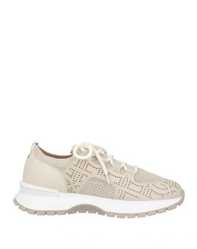 Doucal's Woman Sneakers Light Grey Size 9.5 Textile Fibers, Leather