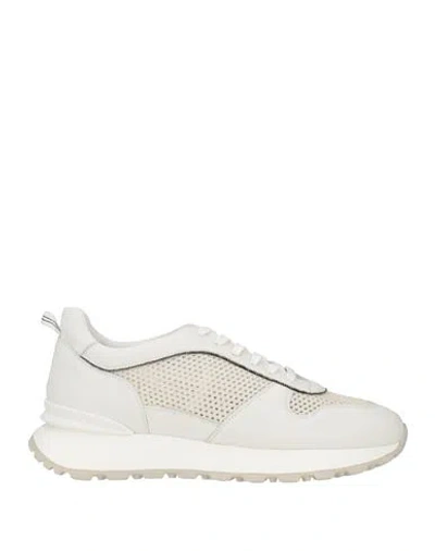 Doucal's Woman Sneakers Off White Size 8 Calfskin, Textile Fibers In Purple