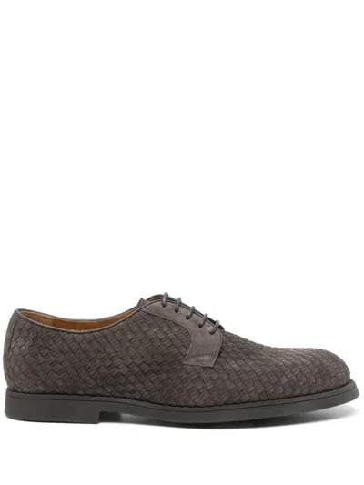 Doucal's Woven Leather Derby Shoes With Lace-up Closure In Gray