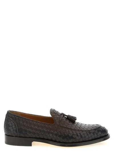 Doucal's Woven Leather Loafer In Black