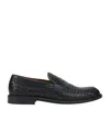 Doucal's Adler Leather Loafers With Woven Pattern In Black