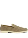 Doucal's Woven Texture Grey Loafers With Rubber Sole In Brown