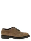 Doucal's Light Brown Suede Dovetail Lace-up. In Brown