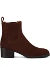Doucal's Elastic-panel Suede Boots In Burgundy